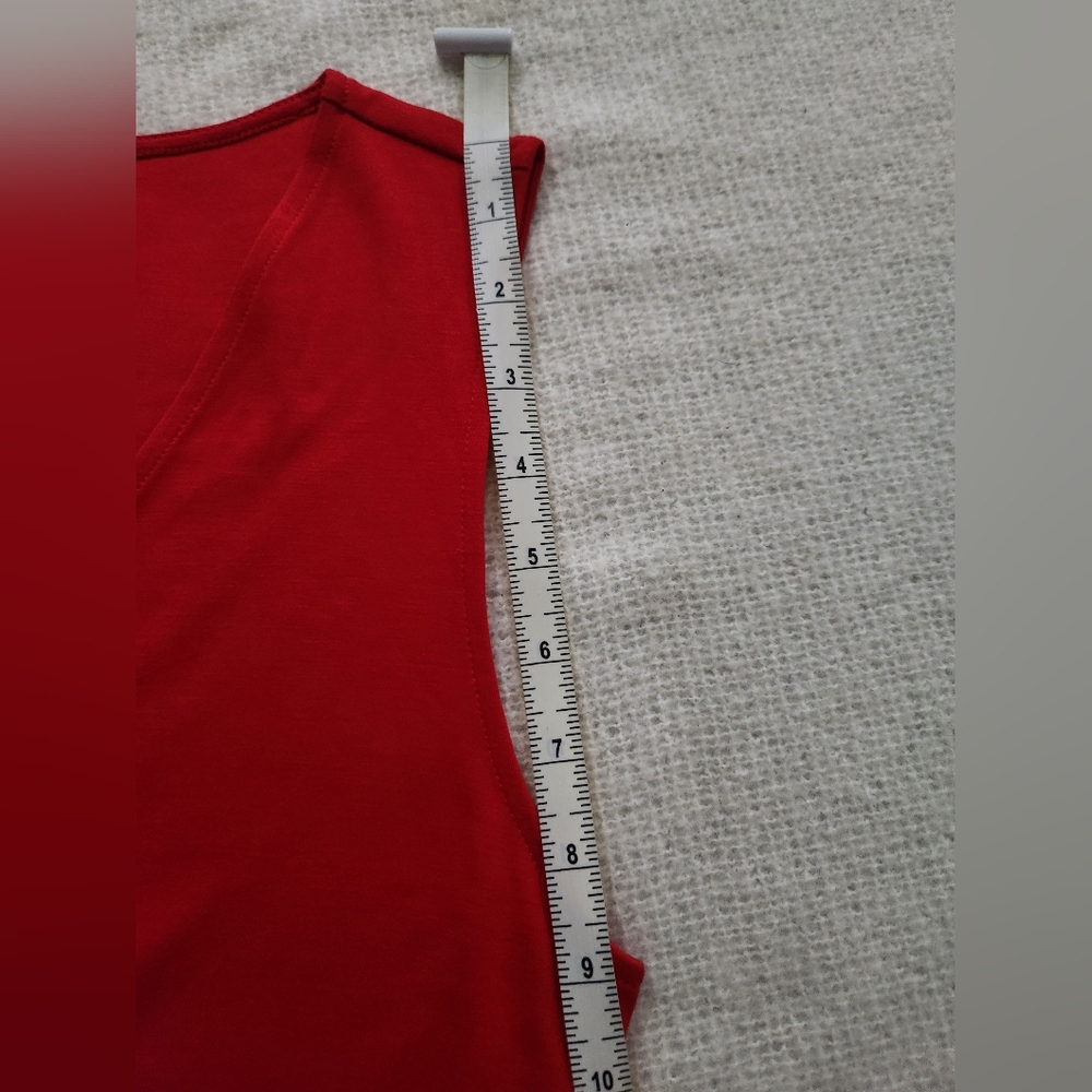 Lauren Ralph Lauren Red Deep V-neck Tie Front Sleeveless Dress Size M - Picture 7 of 8